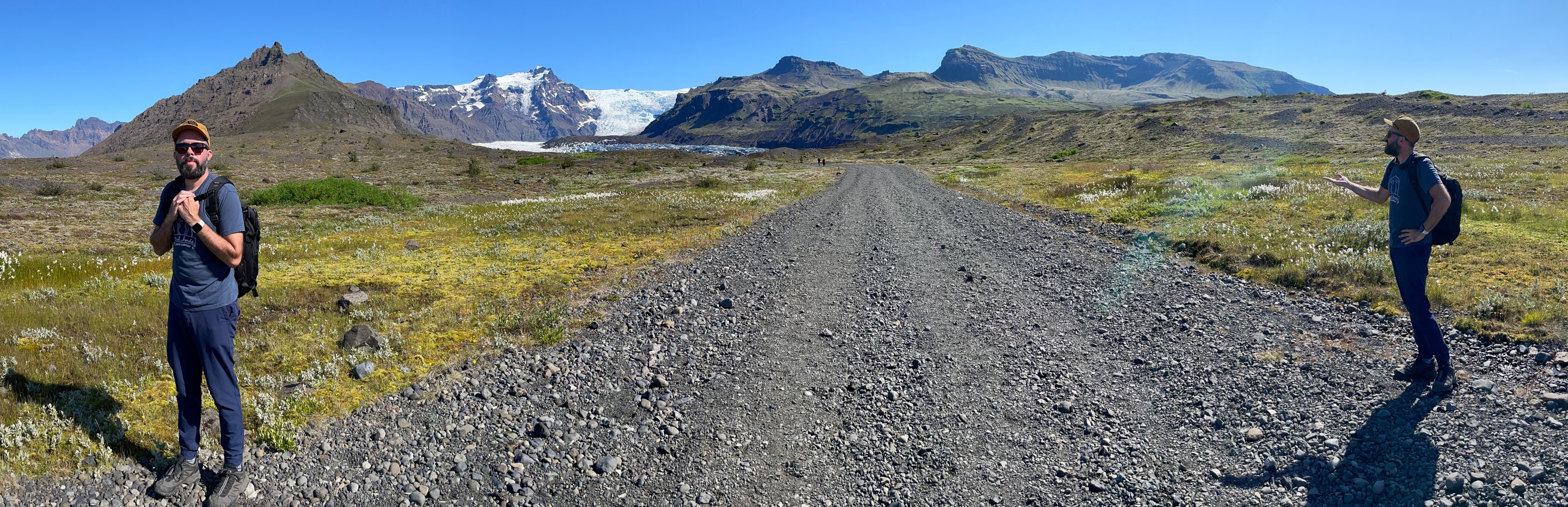 Panoramic in Iceland with a glacier in the background