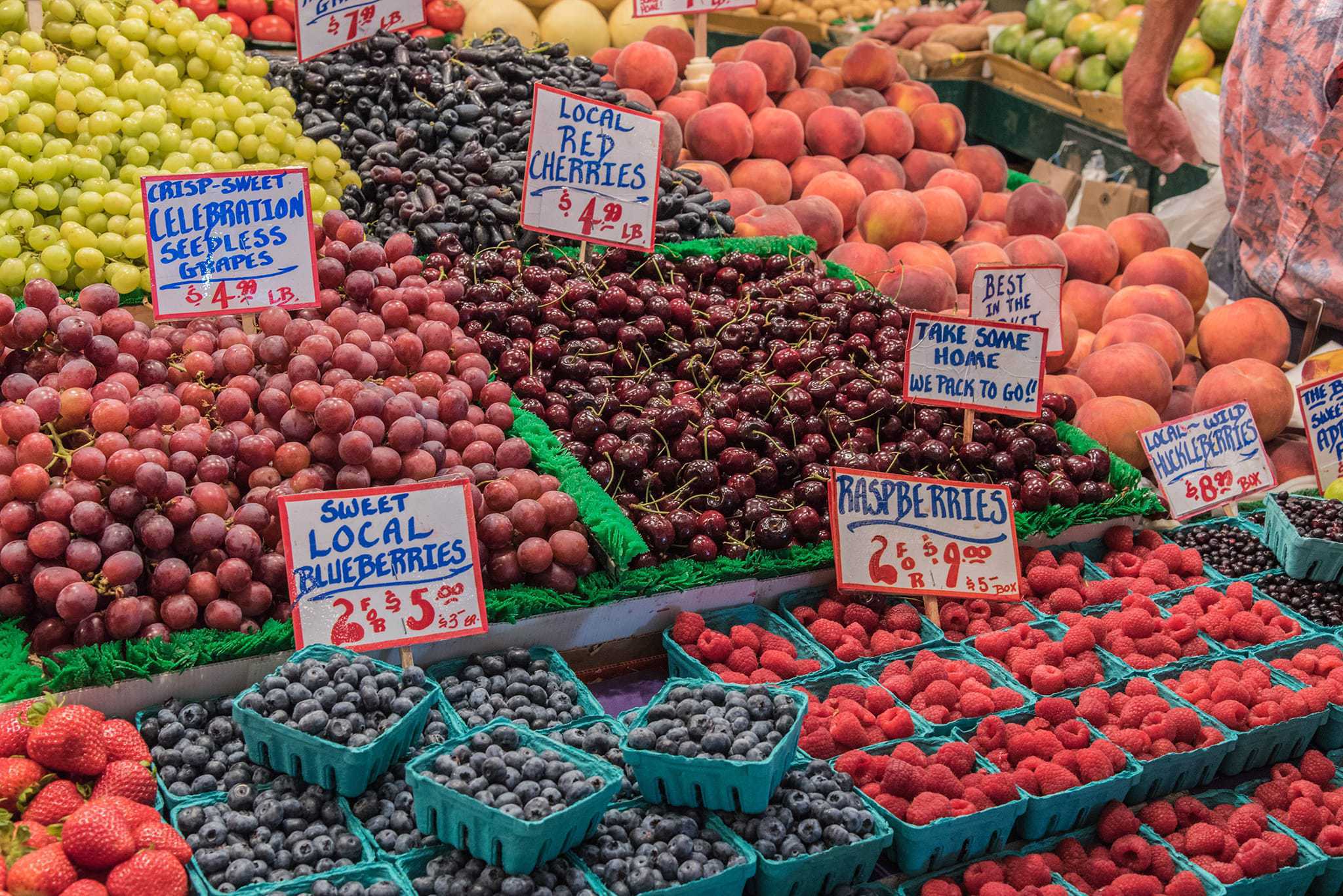 Berries and Peaches at Pike Place Market