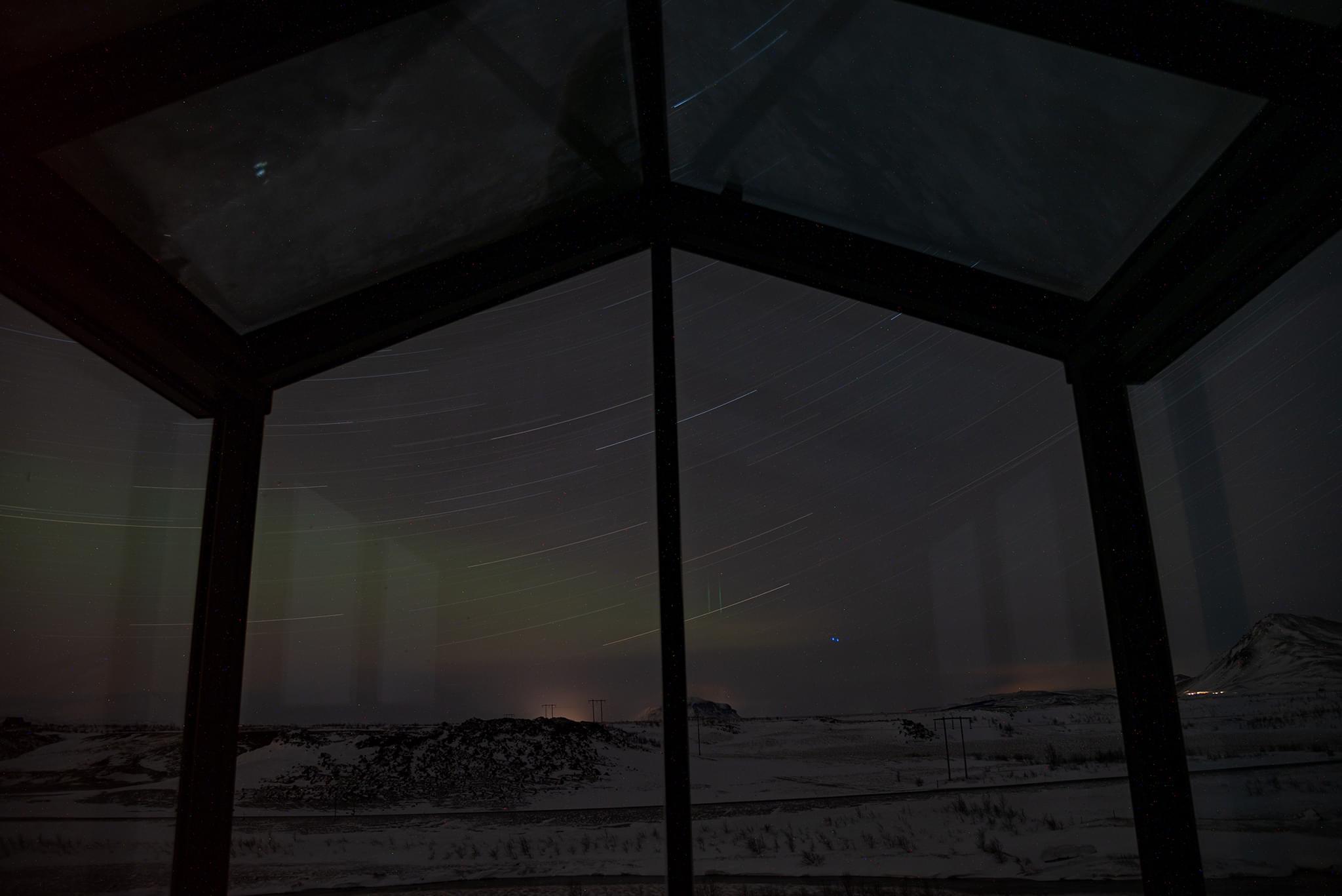 Timelapse of the night sky from within the lodge